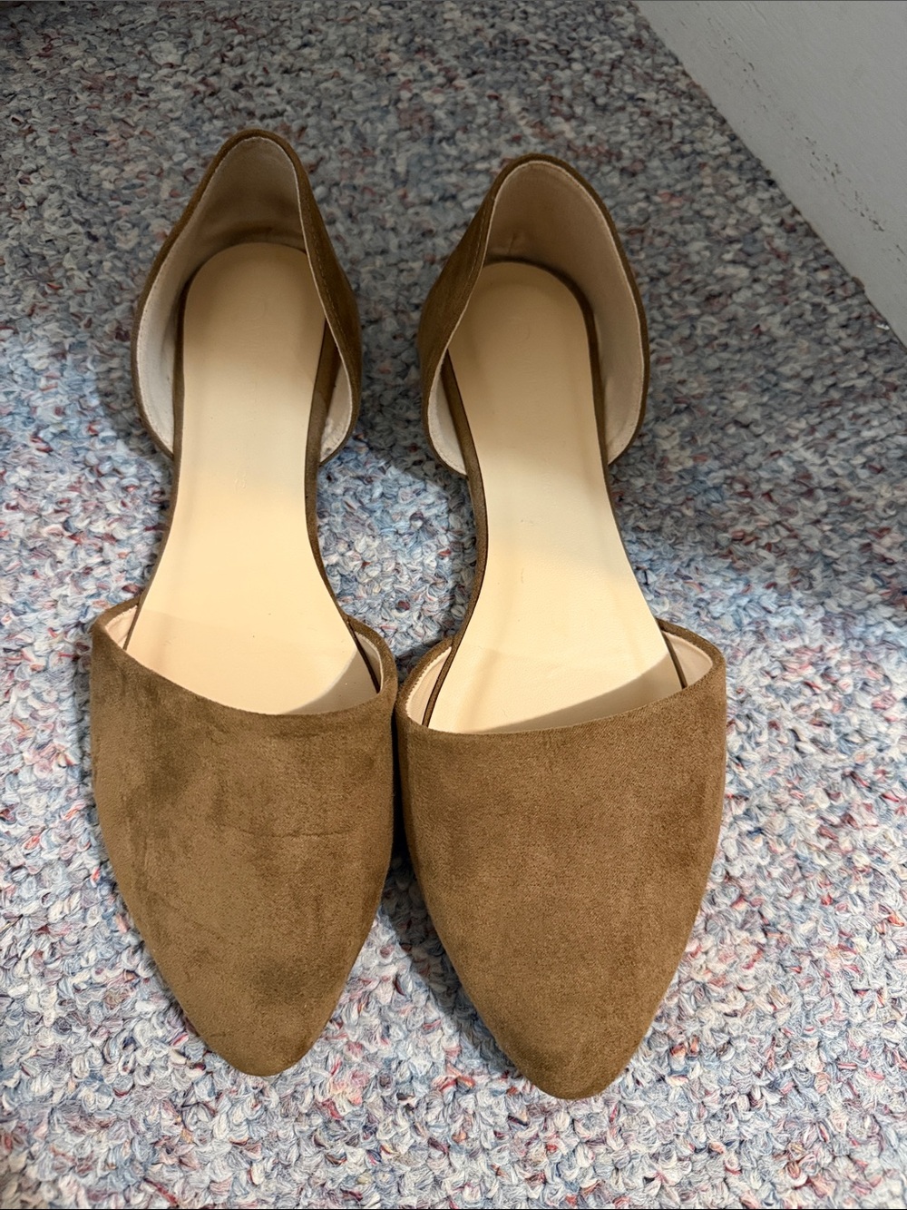 Wild Diva Brown Suede Pointed D'Orsay Flats